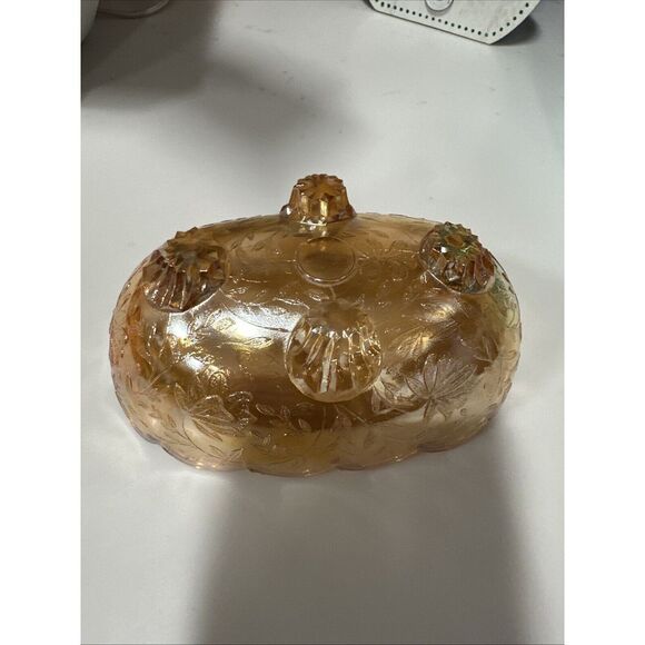 Sundae Bowl Carnival Glass 2 In Tall 5in Long - Picture 3 of 3